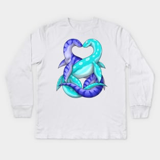 Aquatic Nuzzles: Blue Kids Long Sleeve T-Shirt